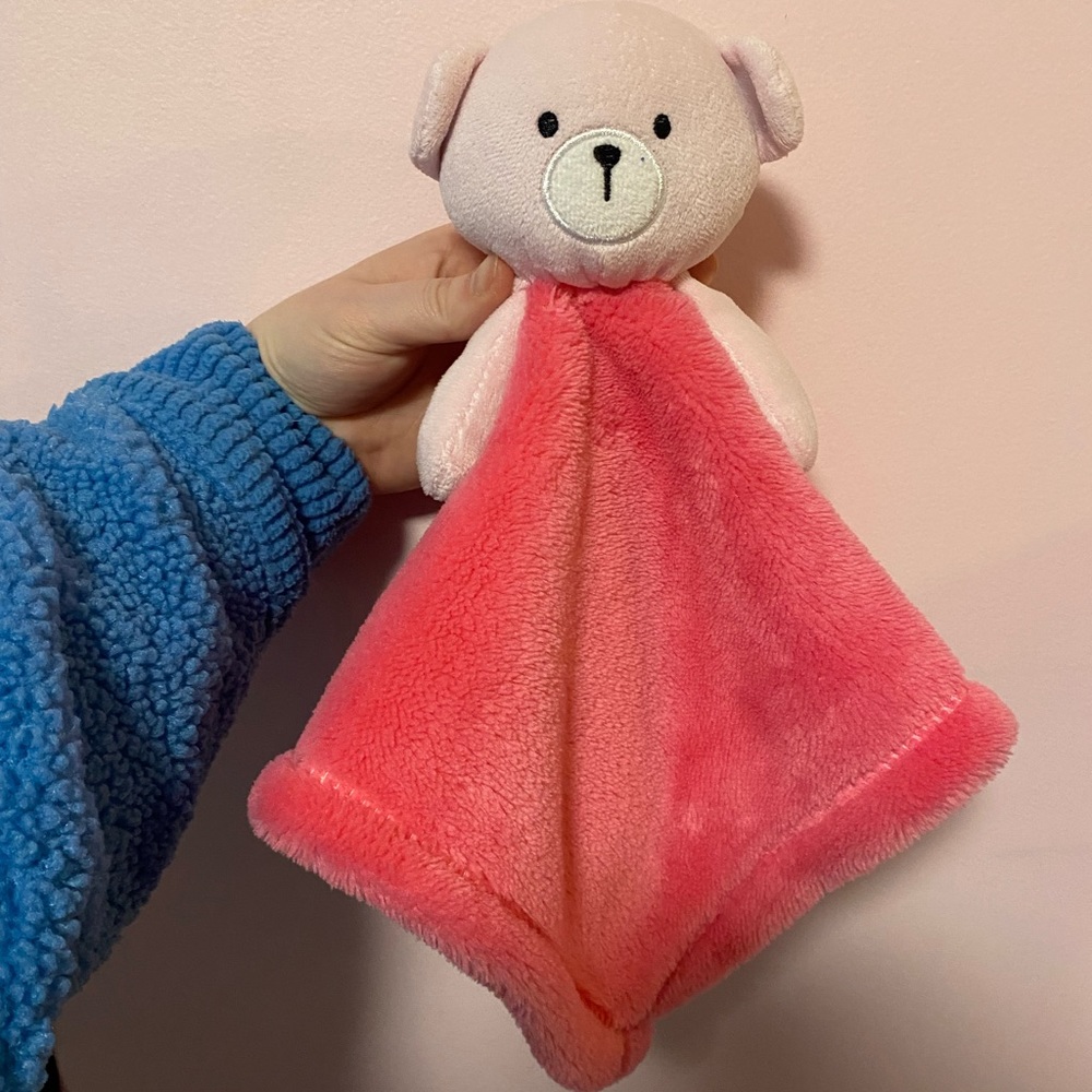 Cutie pie Pink bear lovey security blanket